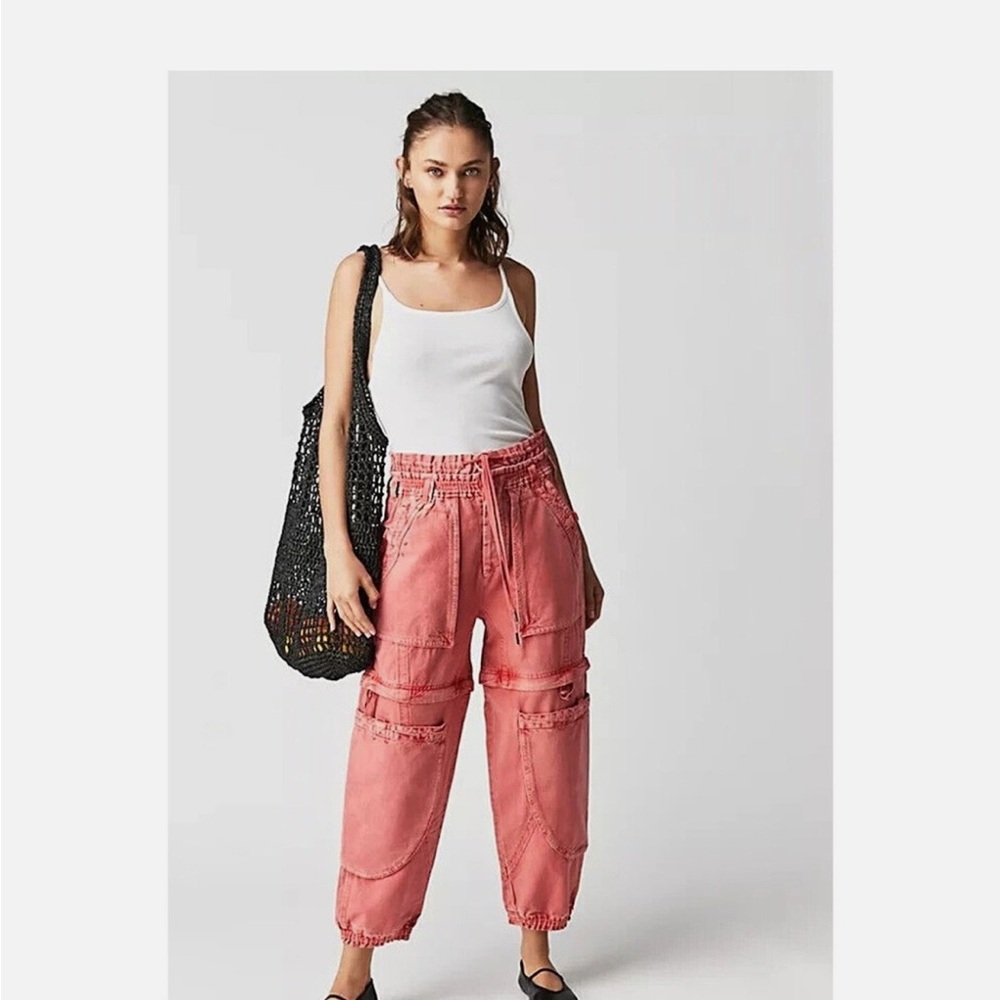 Free People Wind Drift Convertible Pants in Coral Bright